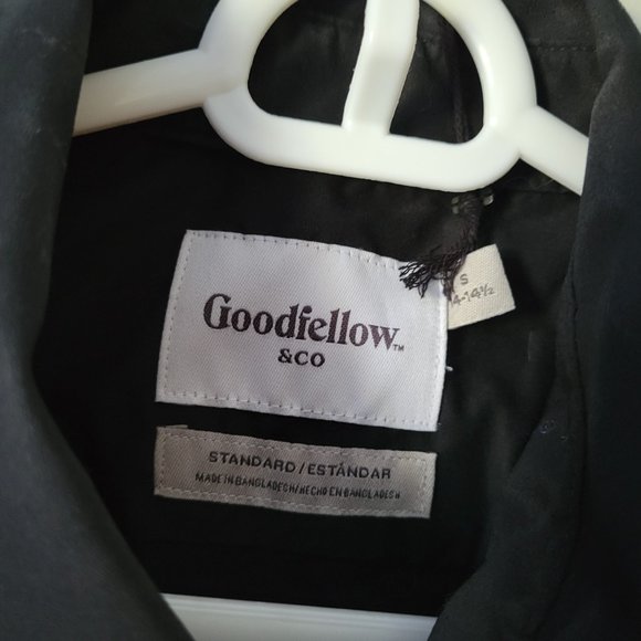 Goodfellow Black Dress Shirt Button Up Men's Small Long Sleeve Collard NWT - Picture 2 of 6